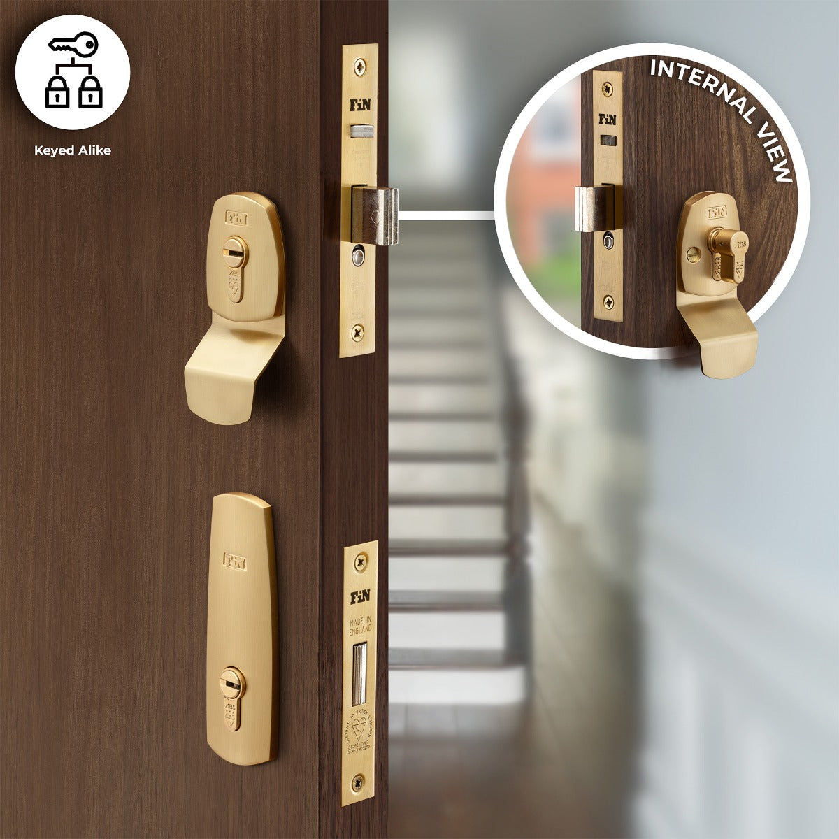High Security Dual Front Door Lock Kit - Auto Locking BS8621 Mortice Nightlatch & BS3621 Mortice Dead Lock - Satin Brass