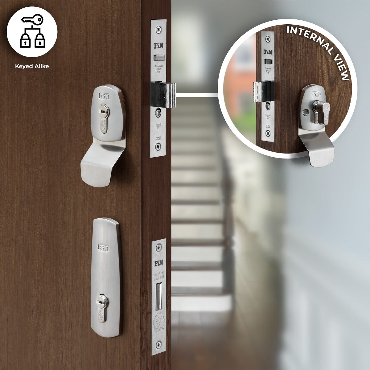 High Security Dual Front Door Lock Kit - Auto Locking BS8621 Mortice Nightlatch & BS3621 Mortice Dead Lock - Satin Chrome