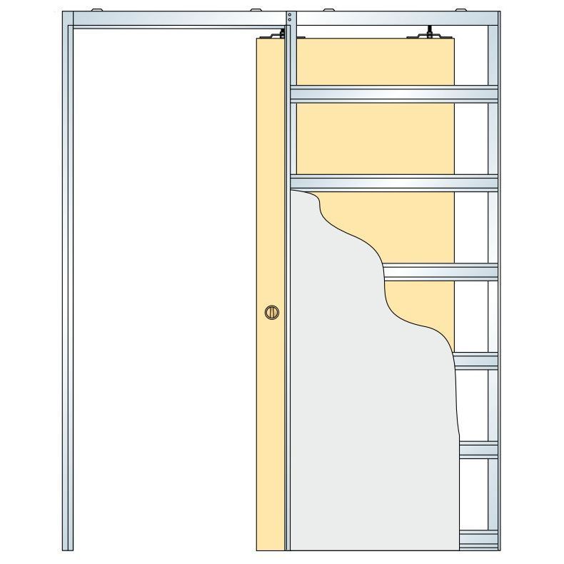 Eclisse Fire Rated Sliding Pocket Door System - Single Fire Door FD30 Kit - 100mm Finished Wall Thickness - Supplied With Brown Intumescent Seals