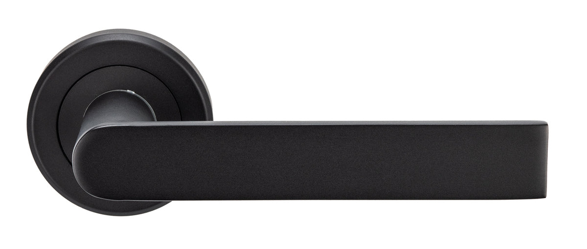 Edge Lever Handle On Concealed Fix Round Rose - Matt Black
