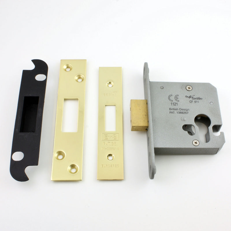 Architectural Quality Euro Profile Mortice Dead Lock Case - PVD Brass Finish