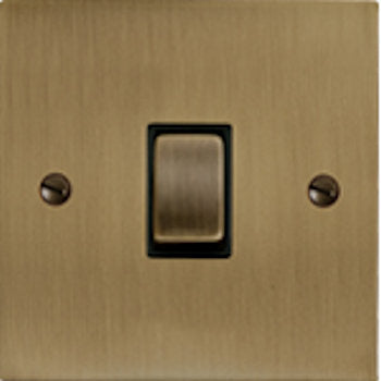 Elite Flat Plate Light Switch & Socket Range - Flat Plate With Rounded Edges - Antique Brass