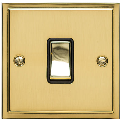 Elite Stepped Pattern Plate Light Switch & Socket Range - Flat Plate With Square Edges - Polished Brass