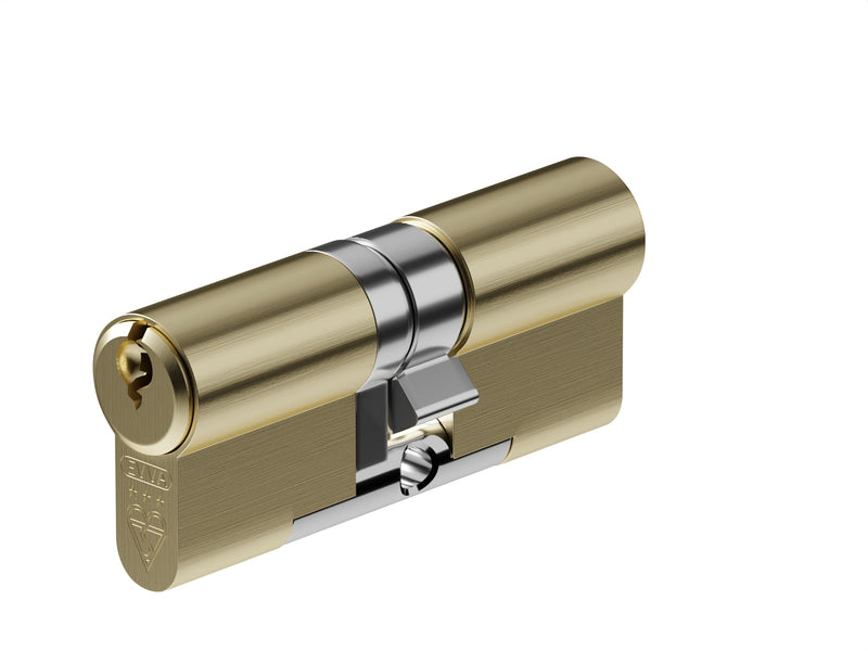 EPS - TS007 3 Star Rated - Euro Profile Cylinder - Double (Key / Key) - Supplied With 3 Keys - Two Sizes Available - Satin Brass