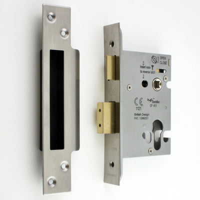 Architectural Quality Euro Profile Mortice Sash Lock Case - CE / UKCA Marked - Fire Rated - Certifire Approved - Satin Stainless Steel