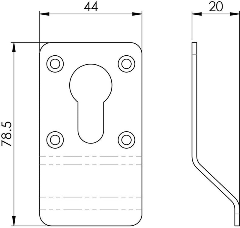 Euro Cylinder Pull - Face Fixed - Diagram