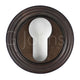 Euro Profile Escutcheon With Reeded Rose - 53mm x 10mm - Dark Bronze (Lacquered)