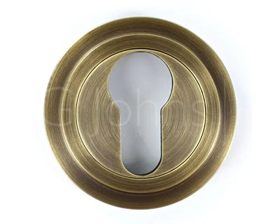 Euro Profile Escutcheon With Stepped Rose - 53mm x 10mm - Antique Brass (Lacquered)