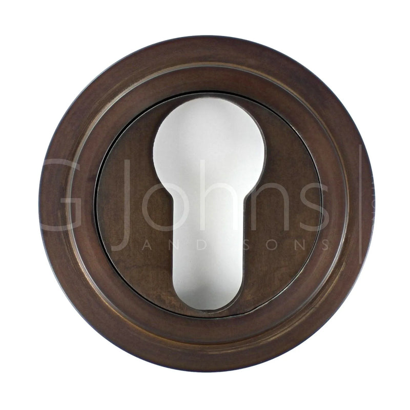 Euro Profile Escutcheon With Stepped Rose - 53mm x 10mm - Dark Bronze (Lacquered)