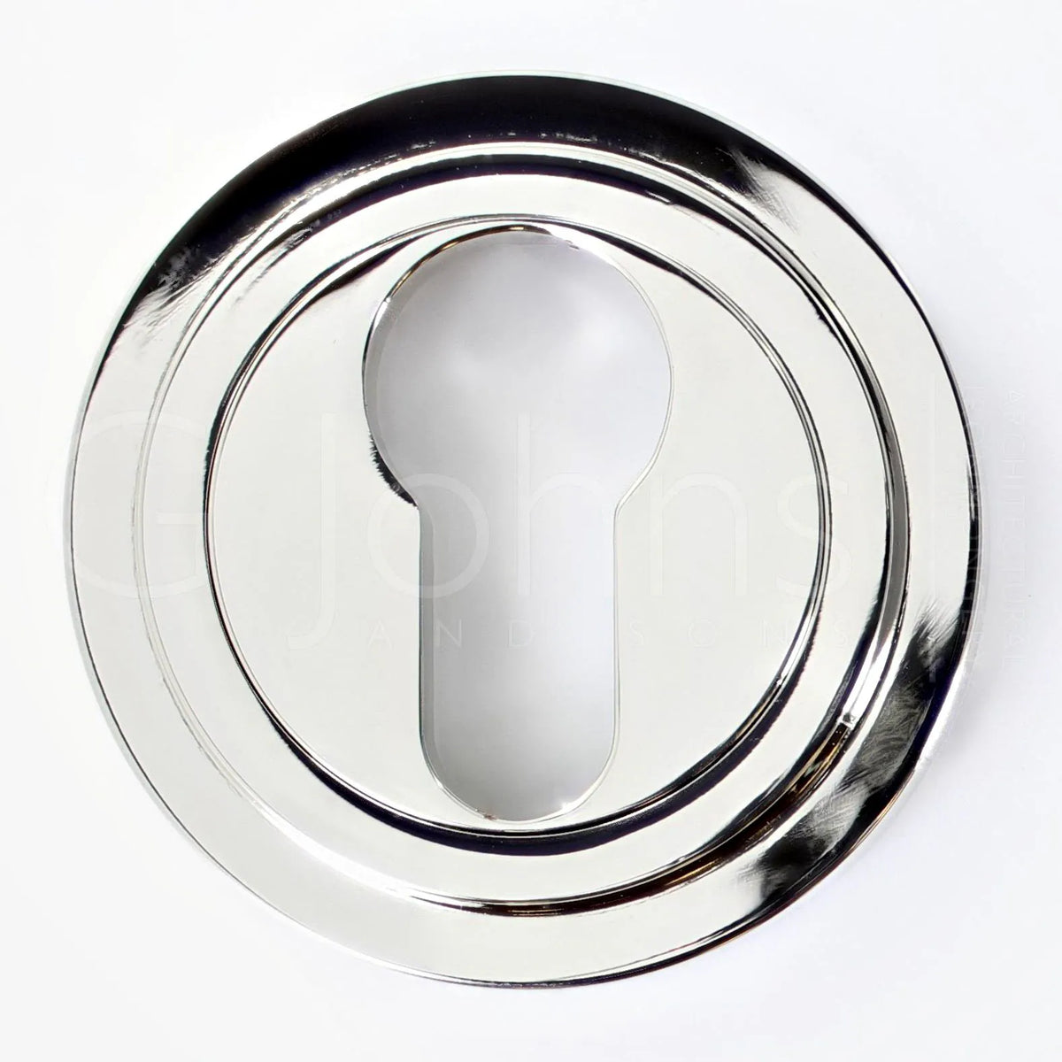 Euro Profile Escutcheon With Stepped Rose - 53mm x 10mm - Polished Nickel