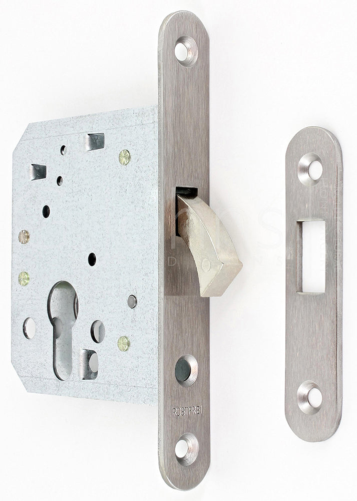 Euro Profile Hook Dead Lock For Sliding Doors - Satin Stainless Steel
