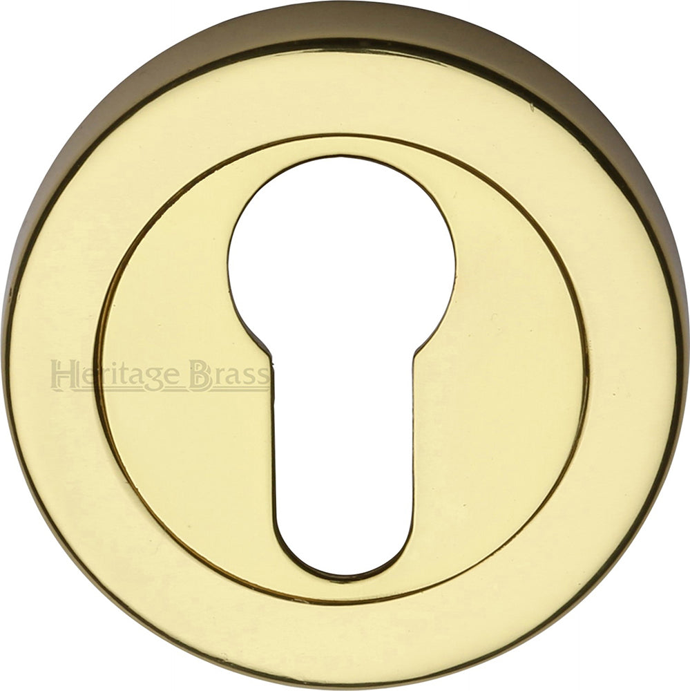 Euro Profile Round Rose Escutcheons - Polished Brass