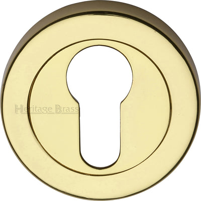 Euro Profile Round Rose Escutcheons - Polished Brass (Lacquered)