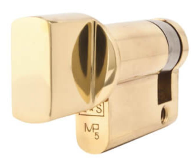 Euro Profile Single Cylinder - Thumb-Turn Only - 45mm Length - Polished Brass