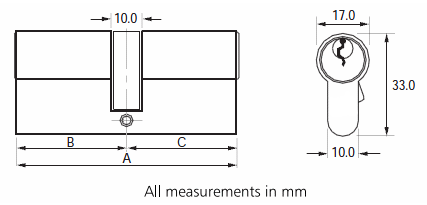 5 Pin Anti Snap Euro Profile Cylinder - Key / Key - Diagram