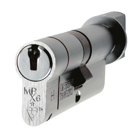 TS007 1 Star Rated - BS Kitemarked - 6 Pin Anti Snap Euro Cylinders High Security Range - Key & Tumb Turn - Brushed Satin Chrome