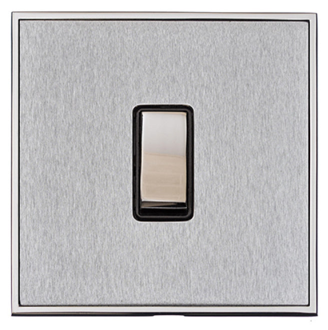 Executive Concealed Fix Plate Light Switch & Socket Range - Flat Screwless Plate With Rounded Edges - Satin Chrome Plate With Polished Chrome Trim