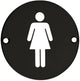 Female Symbol - Circular Screw Fix Sign - Matt Black
