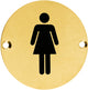 Female Symbol - Circular Screw Fix Sign - Satin Brass PVD Plated