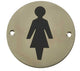Female Symbol - Circular Screw Fix Sign - Satin Stainless Steel