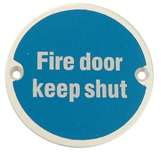 Fire Door Keep Shut Sign - Satin Stainless Steel