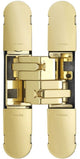 Fire Rated Concealed Adjustable Hinge For Invisible Doors - Tested To FD30 / FD60 - 160mm x 32mm - Polished Brass Plated