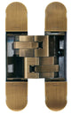 Fire Rated Concealed Adjustable Hinge For Invisible Doors - Tested To FD30 / FD60 - 160mm x 32mm - Antique Brass (Lacquered)