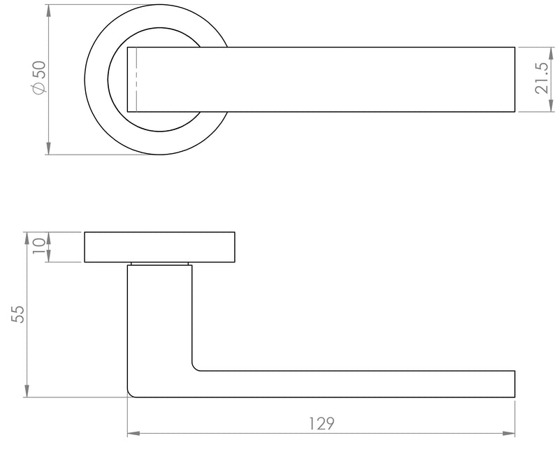 Flat Rectangular Shape Lever Door Handles With Round Rose - Diagram