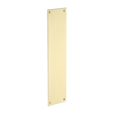 Flat Style Finger Plate - Face Fixed - Three Sizes Available - Satin Brass (Lacquered)