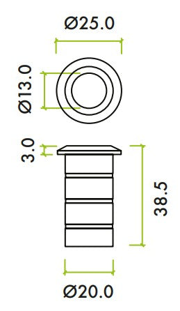 Flush Bolt Floor Socket - Dust Excluder - For Concrete Fixing - Diagram
