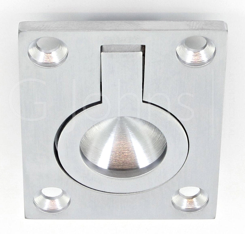 Flush Fitting Rectangular Ring Pull - Available In Two Sizes - Satin Chrome
