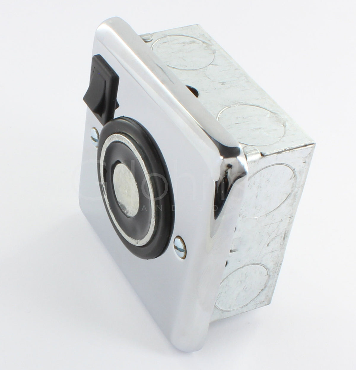 Flush Mounted Electro-Magnetic Fire Door Holder - 24v DC - With Manual On / Off Switch - Supplied With Armature Plate - Polished Chrome