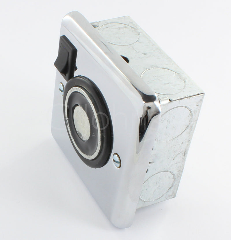 Flush Mounted Electro-Magnetic Fire Door Holder - 24v DC - With Manual On / Off Switch - Supplied With Armature Plate - Polished Chrome