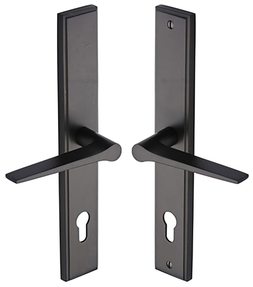 Gio Lever Multi Point Door Lever Handles - 92mm Euro Centres - 259mm Bolt Centres - 285mm x 44mm Back Plate - Matt Bronze