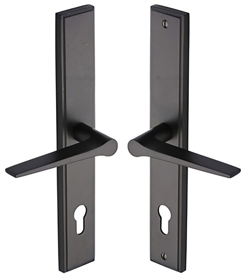Gio Lever Multi Point Door Lever Handles - 92mm Euro Centres - 259mm Bolt Centres - 285mm x 44mm Back Plate - Matt Bronze