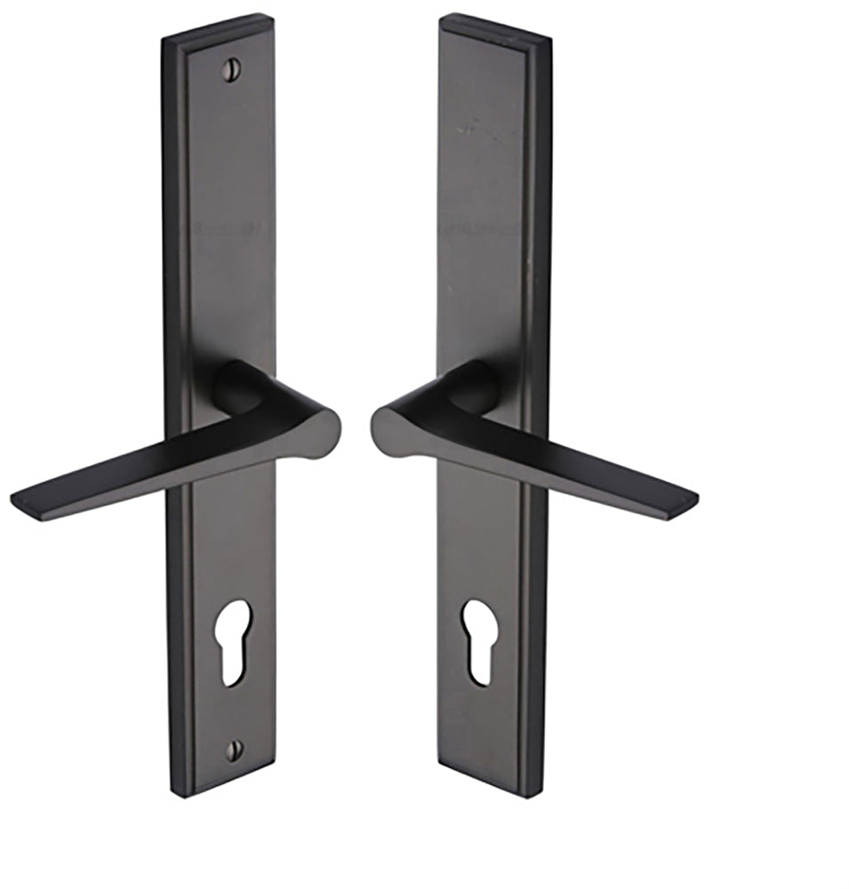 Gio Lever Multi Point Door Lever Handles - 92mm Euro Centres - 259mm Bolt Centres - 285mm x 44mm Back Plate - Matt Bronze