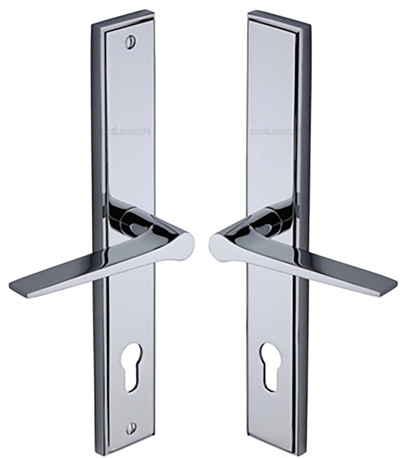Gio Lever Multi Point Door Lever Handles - 92mm Euro Centres - 259mm Bolt Centres - 285mm x 44mm Back Plate - Polished Chrome