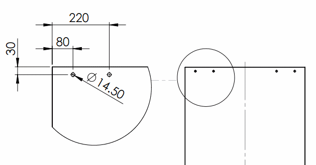 Glass drilling dimensions and template for the adjustable glass pocket door kit