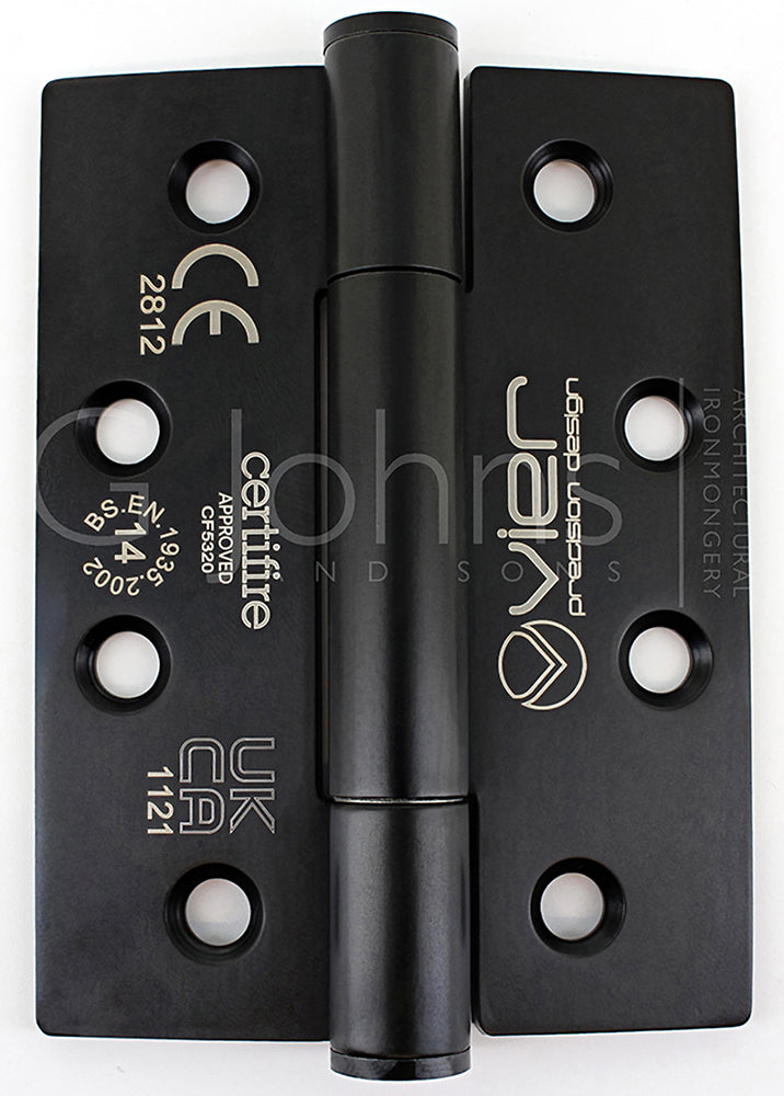 Concealed Nylon Bearing Grade 14 Hinges - Self Lubricating - CE Marked / UKCA Marked - Fired Rated - Certifire Approved - 160kg Weight Limit - 102mm x 76mm - Matt Black