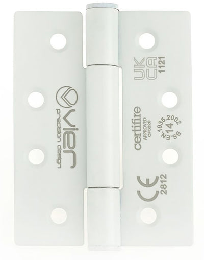 Polymer Bearing Grade 14 Hinges - Self Lubricating - CE / UKCA Marked - Fire Rated - Certifire Approved - 160kg Weight Limit - 102mm x 76mm - Matt White