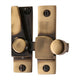 Straight Arm Looking Sliding Sash Window Fastener With Round Knob - Antique Brass (Gloss Lacquered)