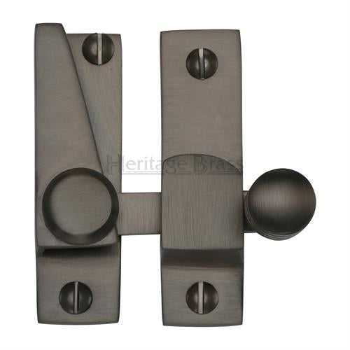 Straight Arm Looking Sliding Sash Window Fastener With Round Knob - Matt Black Bronze