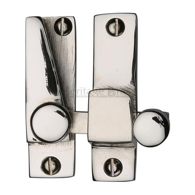 Straight Arm Looking Sliding Sash Window Fastener With Round Knob - Polished Nickel