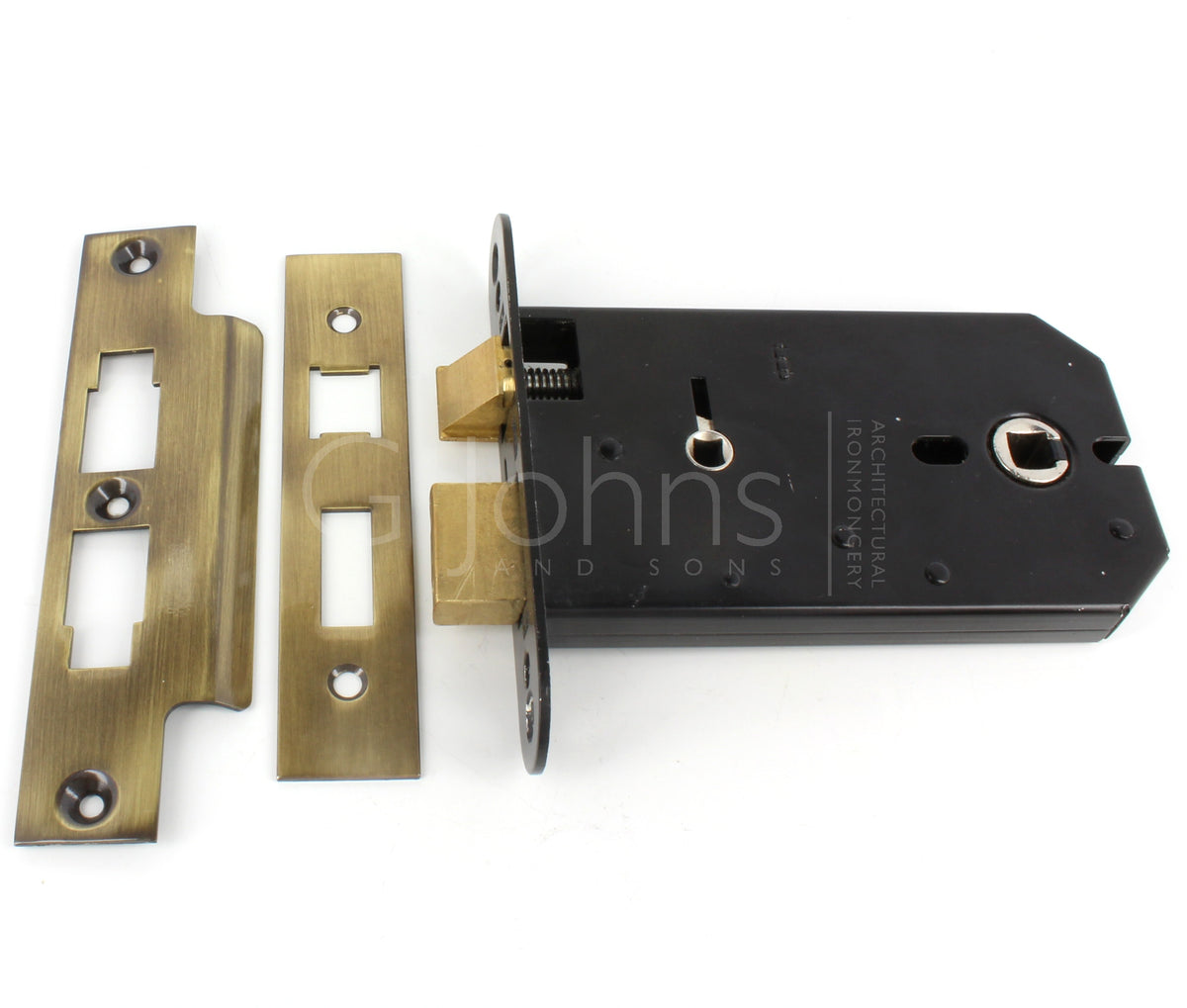 Horizontal Mortice Bathroom Lock - 127mm or 152mm Deep Case - Florentine Bronze (Antique Brass Finish)