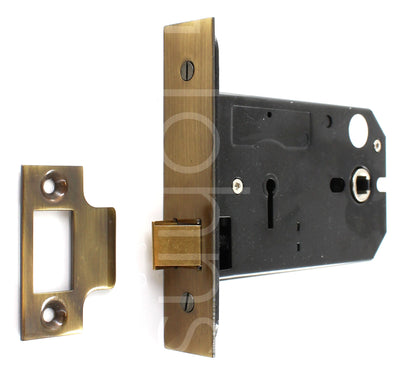 Horizontal Mortice Latch - Deep Case For Use With Door Knobs - Antique Brass