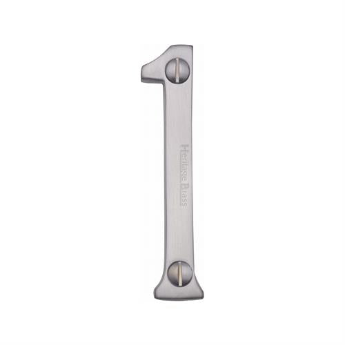 Satin Chrome 76mm High Screw Fix House Number 1