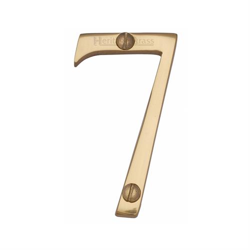 Polished Brass Unlacquered 76mm High Screw Fix House Number 7