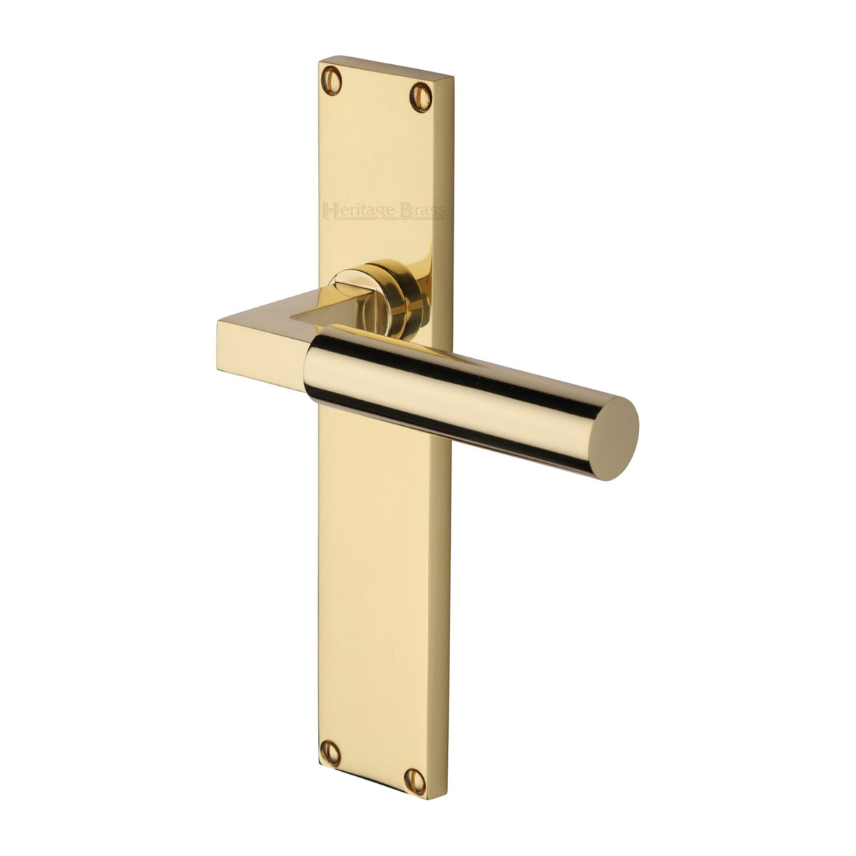 Bauhaus Lever Door Handles On A 200mm Backplate - Plain Latch Plate - Polished Brass