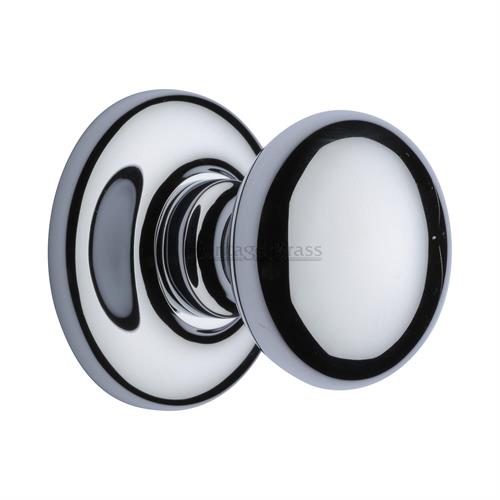 Plain centre door knob, Polished Chrome
