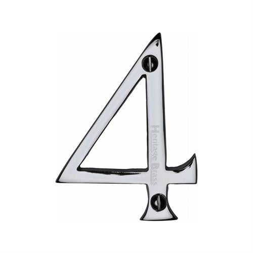 Polished Chrome 76mm High Screw Fix House Number 4